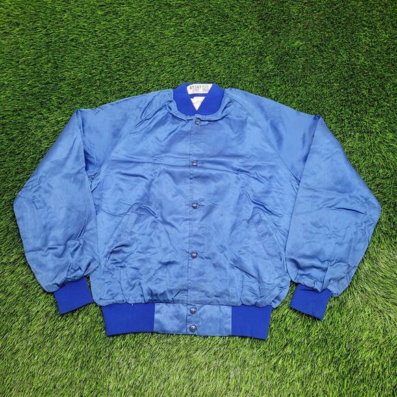 Vintage 90s Sussex-Wantage Jacket M 23x24 Blue Softball Baggy Boxy - Picture 2 of 15